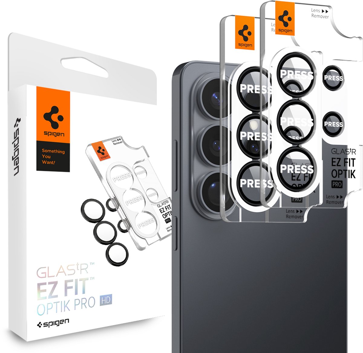 Spigen Optik Pro EZ Fit Lens Protector - Cameralens bescherming (2-pack) geschikt voor Samsung Galaxy S26 - Zwart