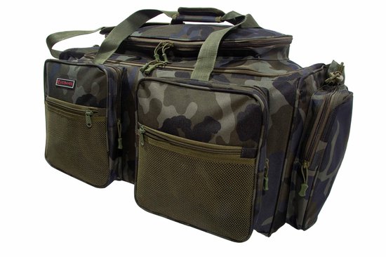 Camouflage reistas XL van Ultimate met meerdere vakken en hengsels.