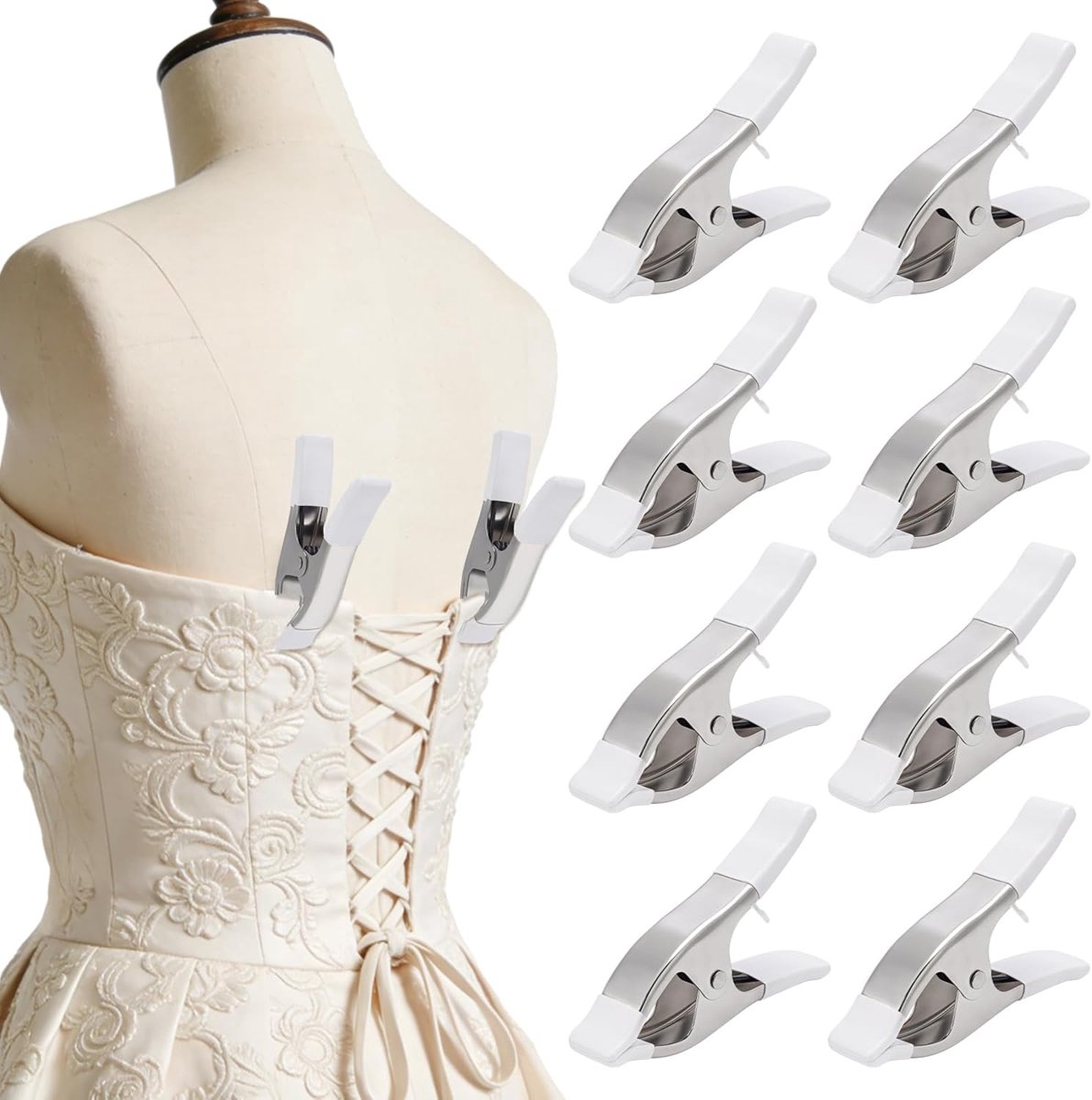 Kleding Clips - Naai Klemmen - Bruiloft Aanpassingen - Zware Kwaliteit - 155 mm Lengte - Wit