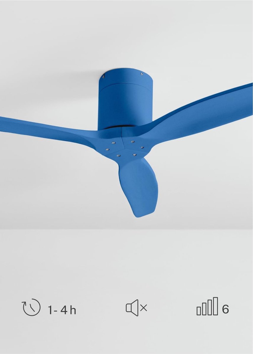 Plafondventilator - Ventilator met licht - Zomer en winter - Stille DC-motor - 132 cm diameter - Kobaltblauw – foto 4
