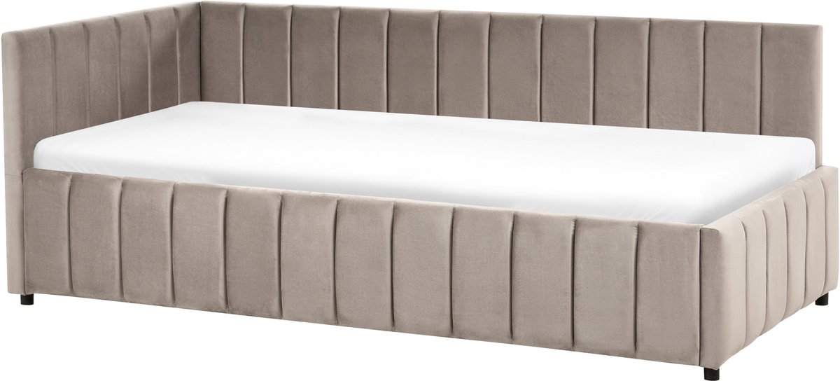 Beliani LISIEUX - Bedbank - Taupe - 90 x 200 cm - Fluweel Beige