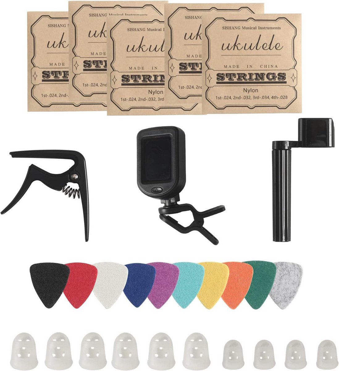 Ukelele Accessoires Kit - Snaren Set - Muziek Maken - Compleet Pakket - 28 Stuks - Zwart