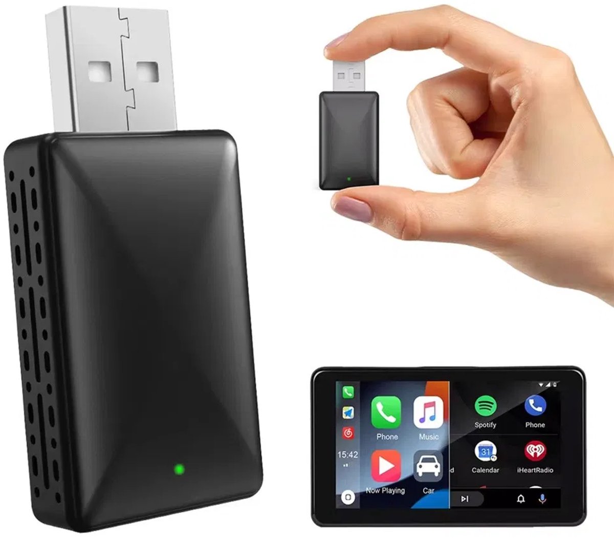 2-in-1 MINI CarPlay Dongle – Draadloos CarPlay & Android Auto – Apple & Android – Inclusief USB-C Adapter