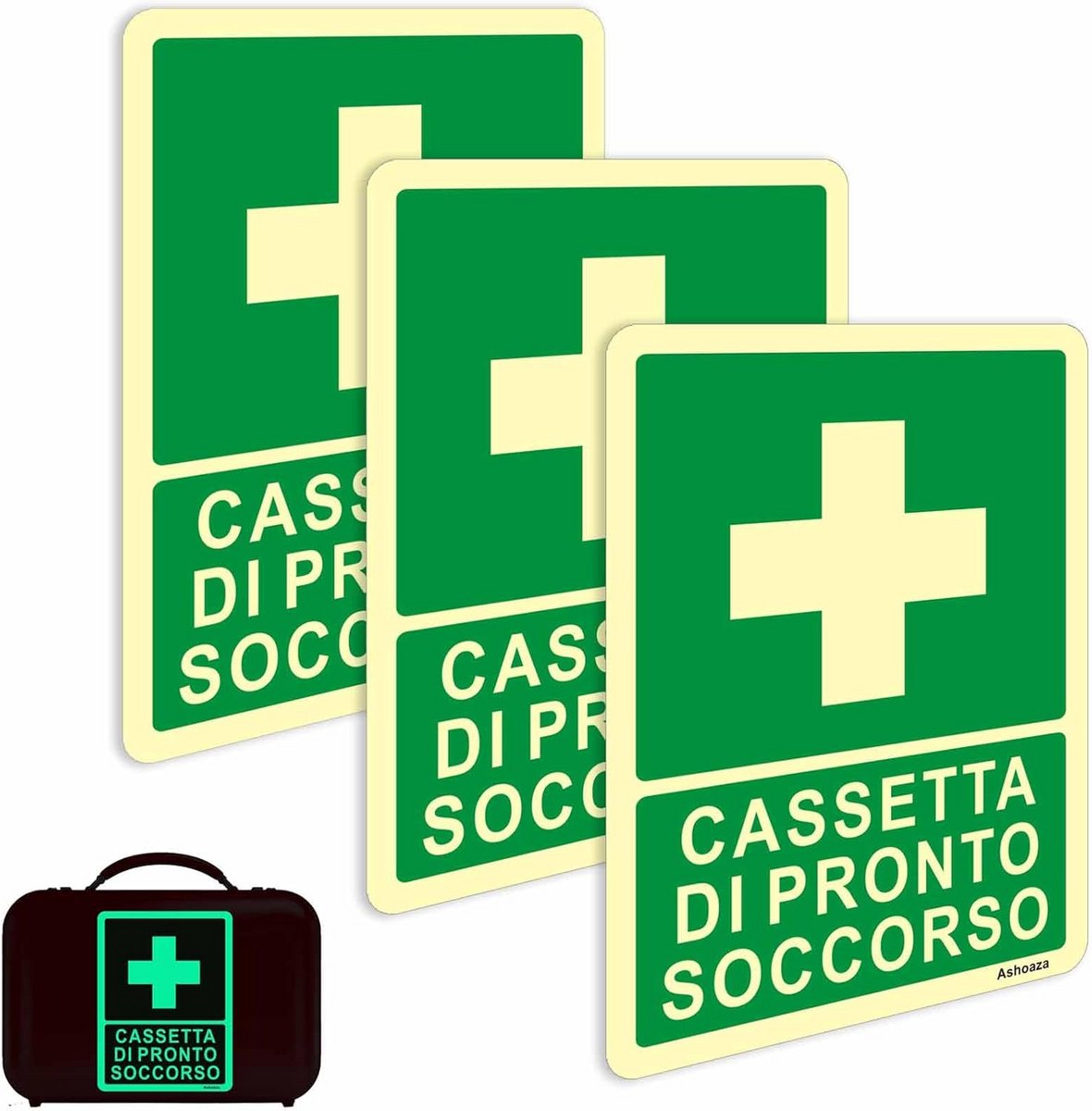Zelfoplichtende EHBO Noodsituatie Stickers - Set van 3 - Water- en Krasbestendig