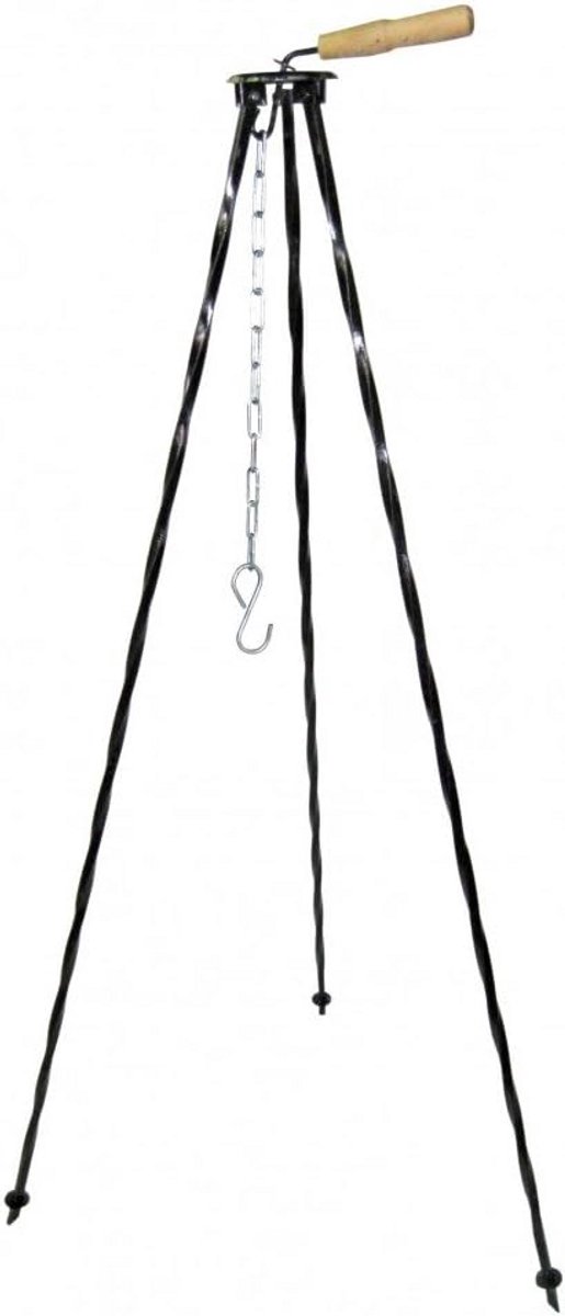 Inklapbaar Onderstel met Ketting en Haken voor Ketel of Grill