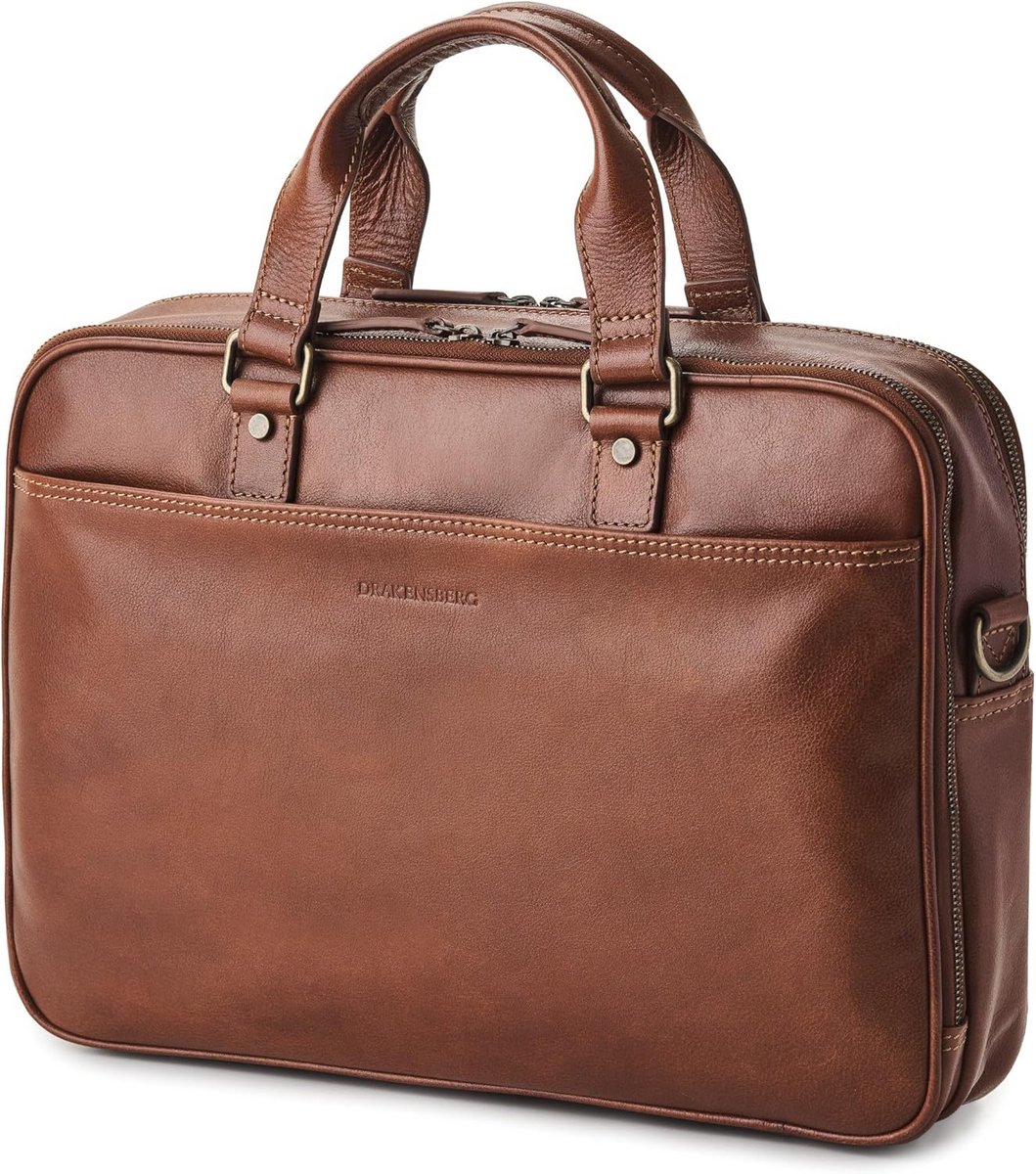 Leren Aktetas Heren XL 16 inch Laptop Binnen Werk & Reis - Kantoor Documenten Tas Bruin