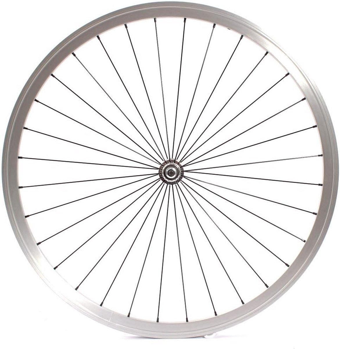 Voorwiel Fiets 28 inch / 700c - Fixtie / Singlespeed Wiel met Zilveren Dubbele Velg en Industriële Lagers