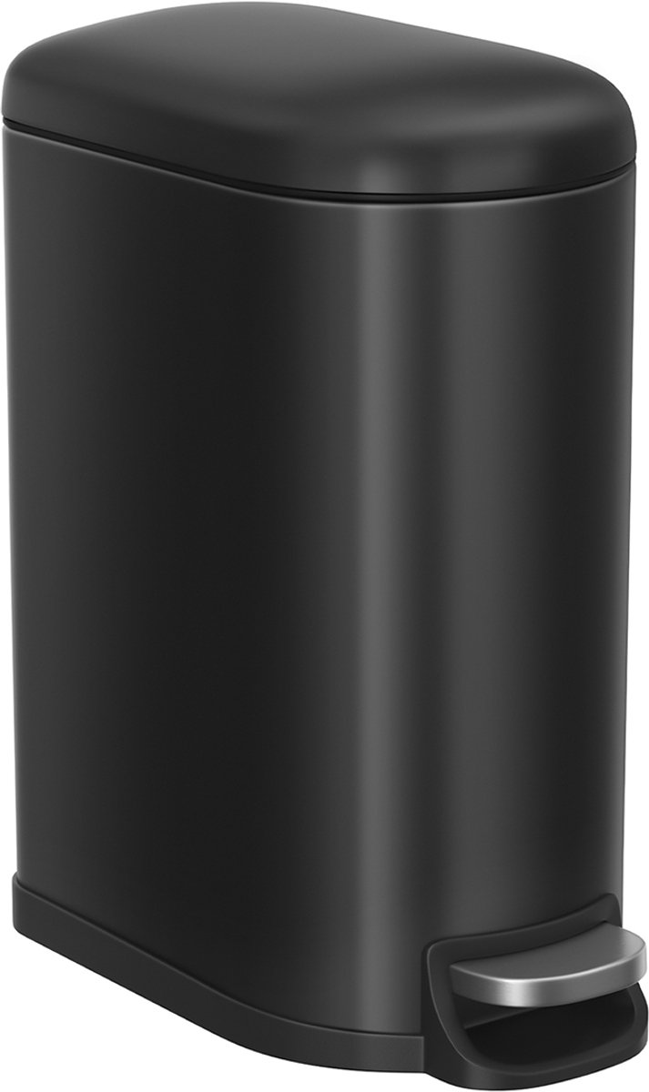 Slanke pedaalemmer – Staal – Zilver – 10 liter inhoud met uitneembare binnenemmer en softclose-functie