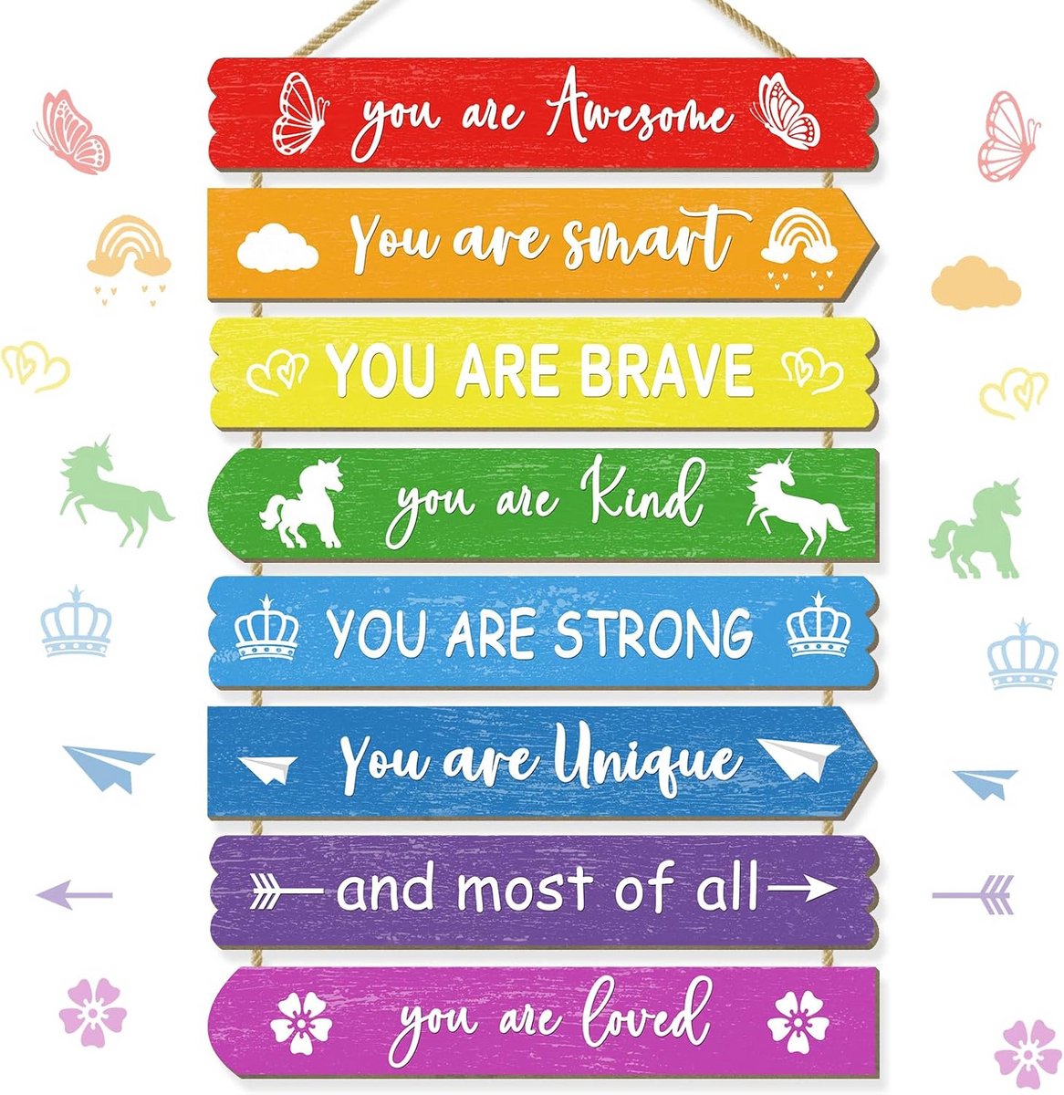 Regenboog Wanddecoratie Set voor Meisjeskamer - Inspirerende Decoratie voor Kinderen en Tieners