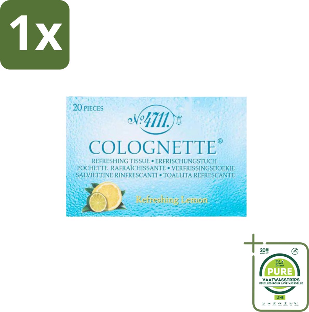 1 x 4711 – Colognette Tissues – Citrus – 20 Doekjes - 4711 Colognette Citrus - Verfrissingsdoekjes - Citrusgeur - Frisse Geur - Handdoekjes