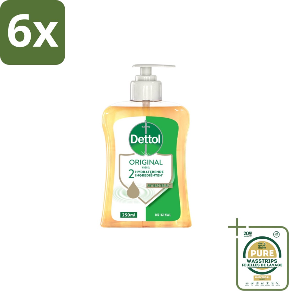 Dettol Handzeep Original 250 ml - Voordeelverpakking - 6 stuks - Antibacterieel - Hydratatie