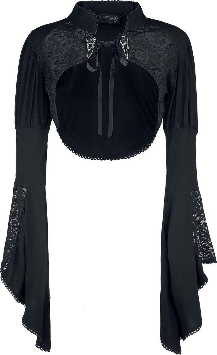 Dames Bolero Zwart Kant met Trompetmouwen - Gothic Stijl
