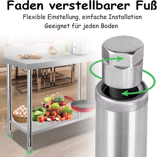 RVS Werktafel RVS Tafel met Onderblad en Achterwand voor Keuken en Catering — afbeelding 4