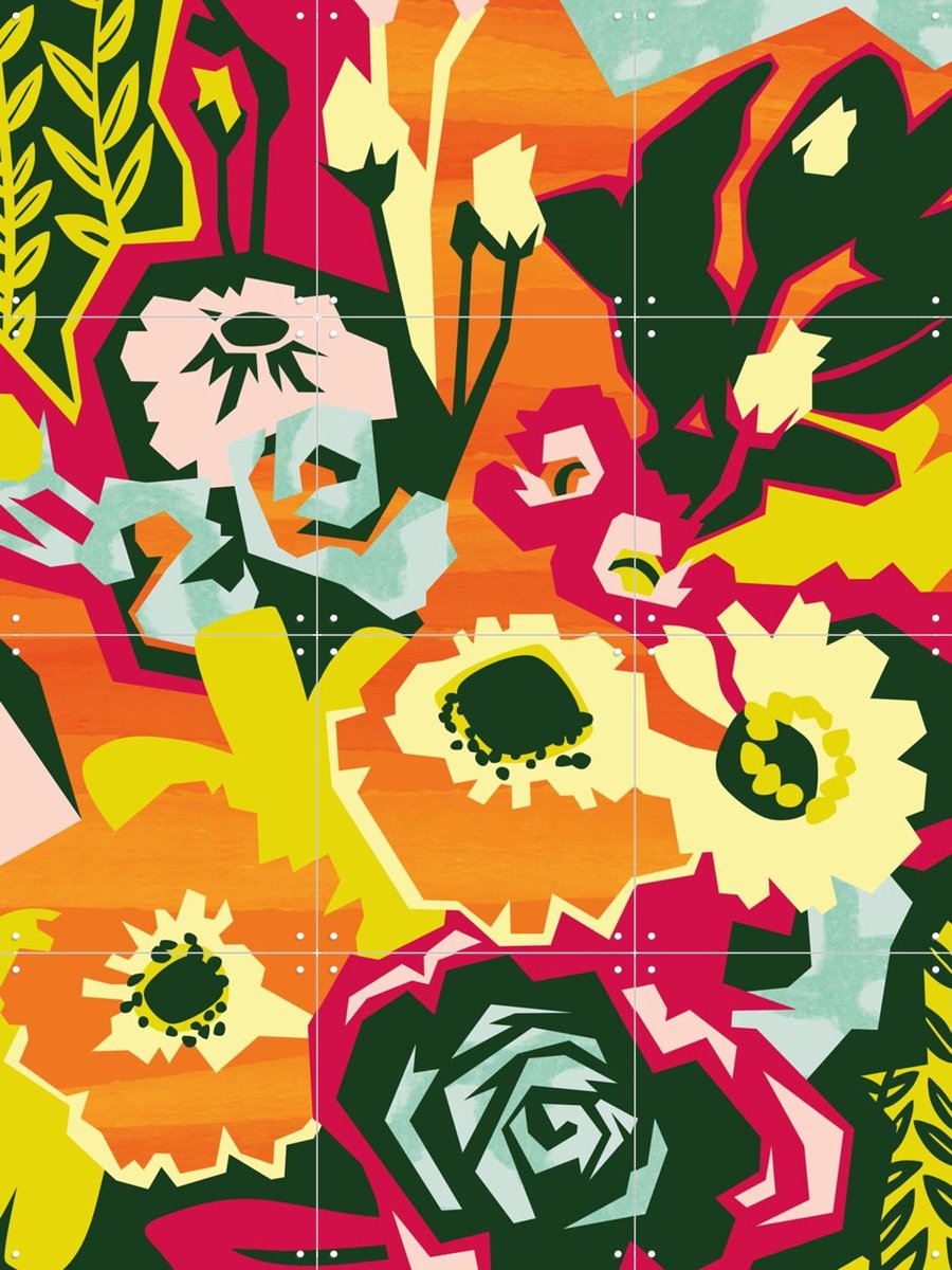 IXXI Bouquet 9, Megan Gallagher - 60 x 80 cm - Gratis ophangtool - Grote wanddecoratie en posters - Digitale Kunst, Illustraties, Speels, Grafisch