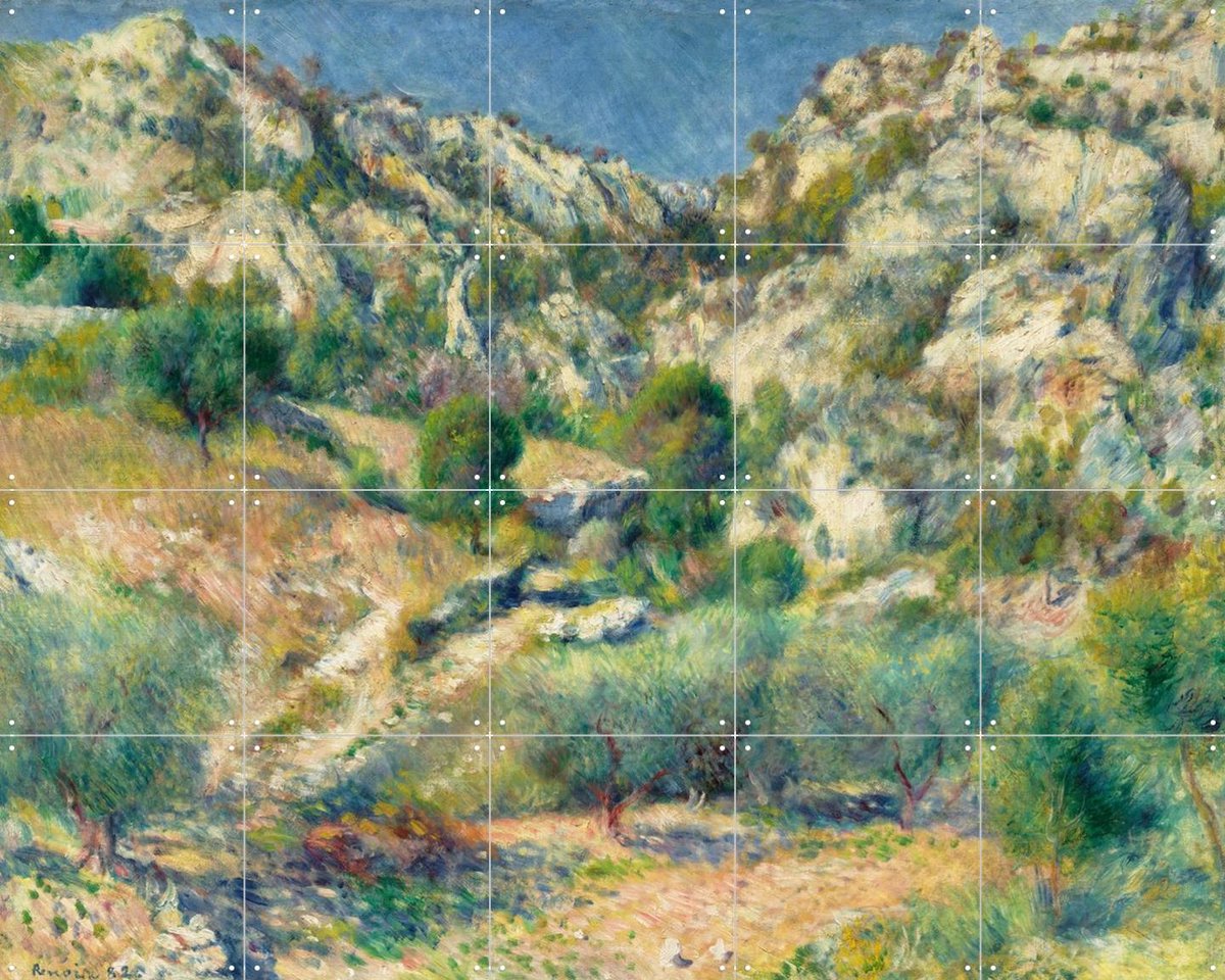 IXXI Rocky Crags at L'Estaque, Pierre-Auguste Renoir & Museum of Fine Arts Boston - 100 x 80 cm - Gratis ophangtool - Grote wanddecoratie en posters -