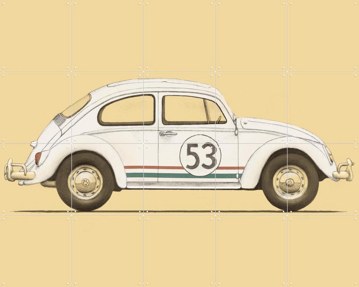 IXXI Beetle, Florent Bodart - 100 x 80 cm - Gratis ophangtool - Grote wanddecoratie en posters - Cartoonesk, Vintage, Illustraties, Speels, Mancave