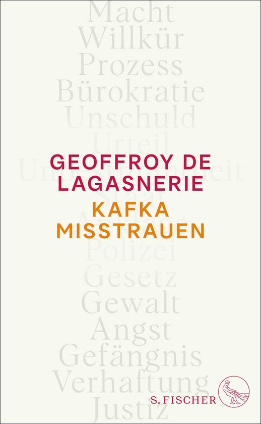 Couverture du livre Kafka Misstrauen par Geoffroy de Lagasnerie avec texte gris clair sur fond crème.
