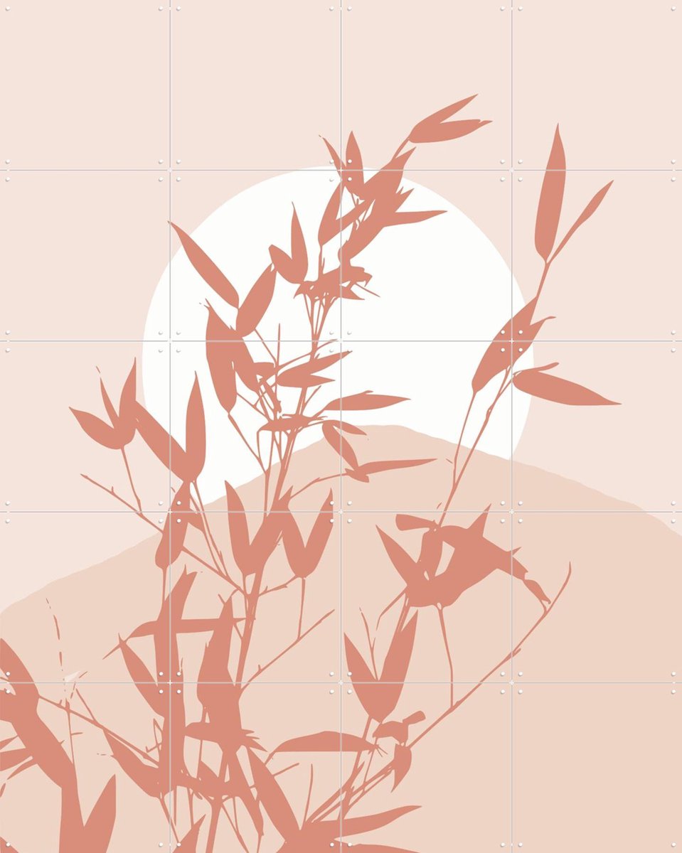 IXXI Bamboo Silhouette Sunrise, Little Dean & Various - 80 x 100 cm - Gratis ophangtool - Grote wanddecoratie en posters - Digitale Kunst, Grafisch