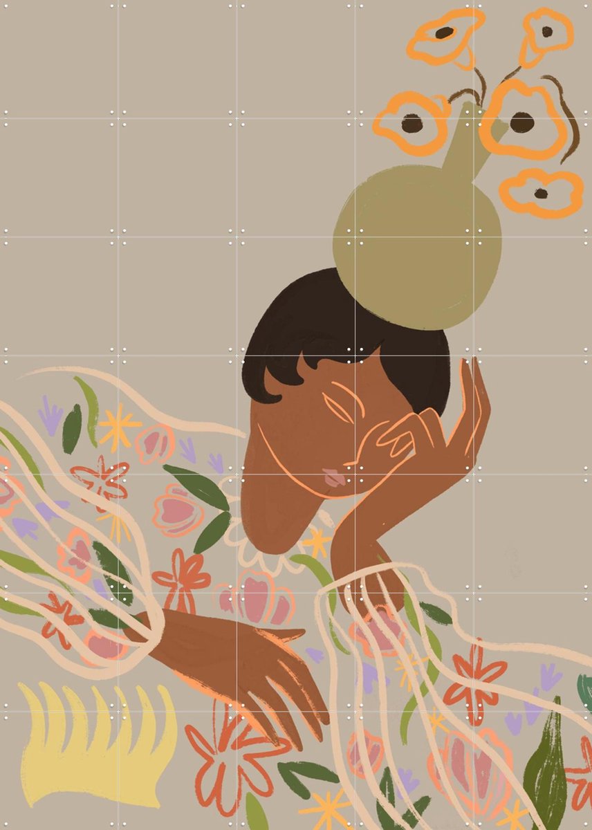 IXXI The Overthinker, Arty Guava - 100 x 140 cm - Gratis ophangtool - Grote wanddecoratie en posters - Speels, Illustraties, Line art, Digitale Kunst