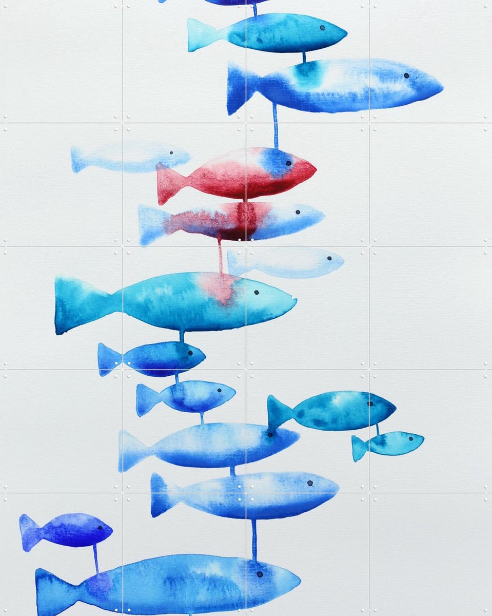 IXXI Connected, Natalie Bruns - 80 x 100 cm - Gratis ophangtool - Grote wanddecoratie en posters - Abstract, Illustraties, Aquarel, Speels, Woonkamer