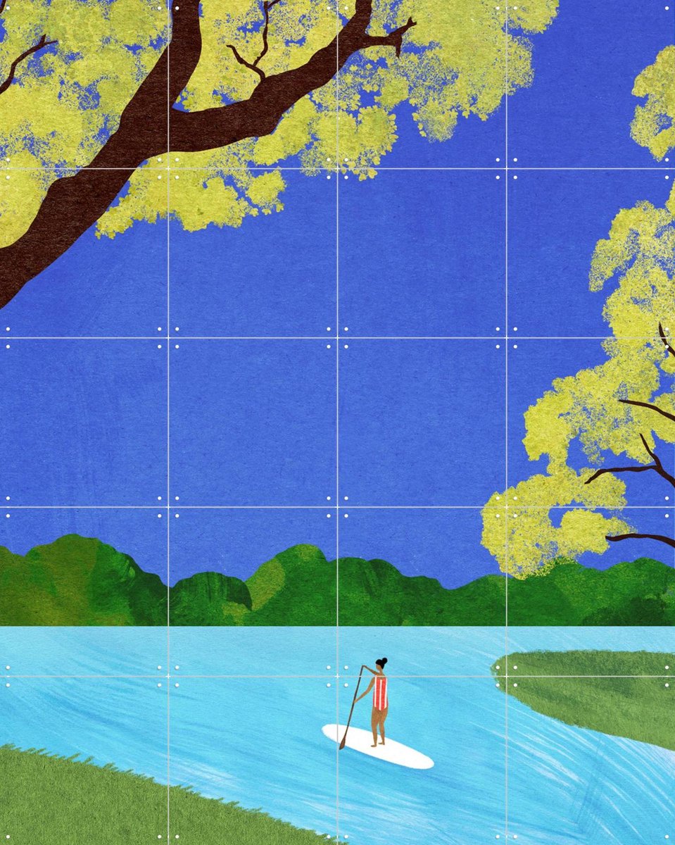 IXXI A Day on the River, Henry Rivers - 80 x 100 cm - Gratis ophangtool - Grote wanddecoratie en posters - Speels, Grafisch Ontwerp, Illustraties