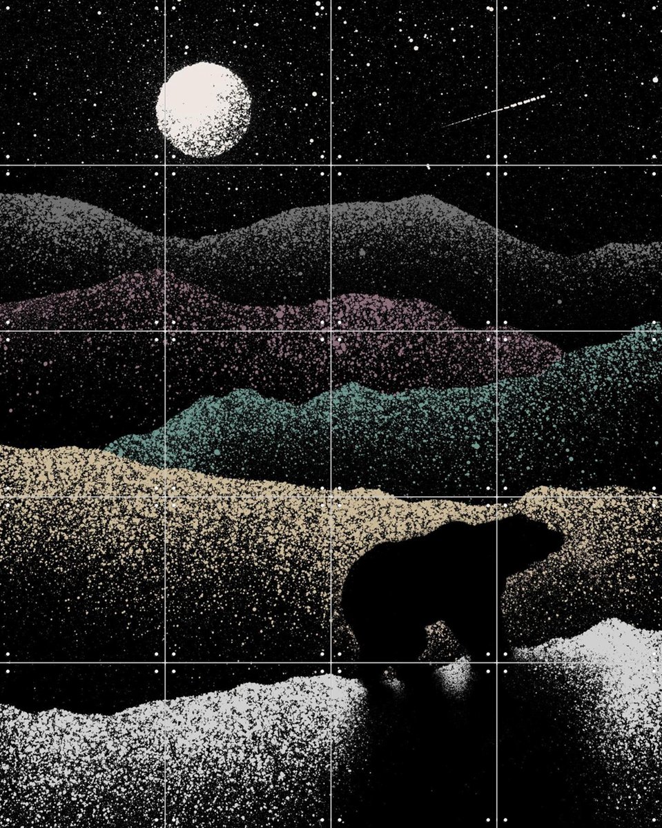 IXXI Wandering Bear, Florent Bodart - 80 x 100 cm - Gratis ophangtool - Grote wanddecoratie en posters - Illustraties, Grafisch Ontwerp, Slaapkamer
