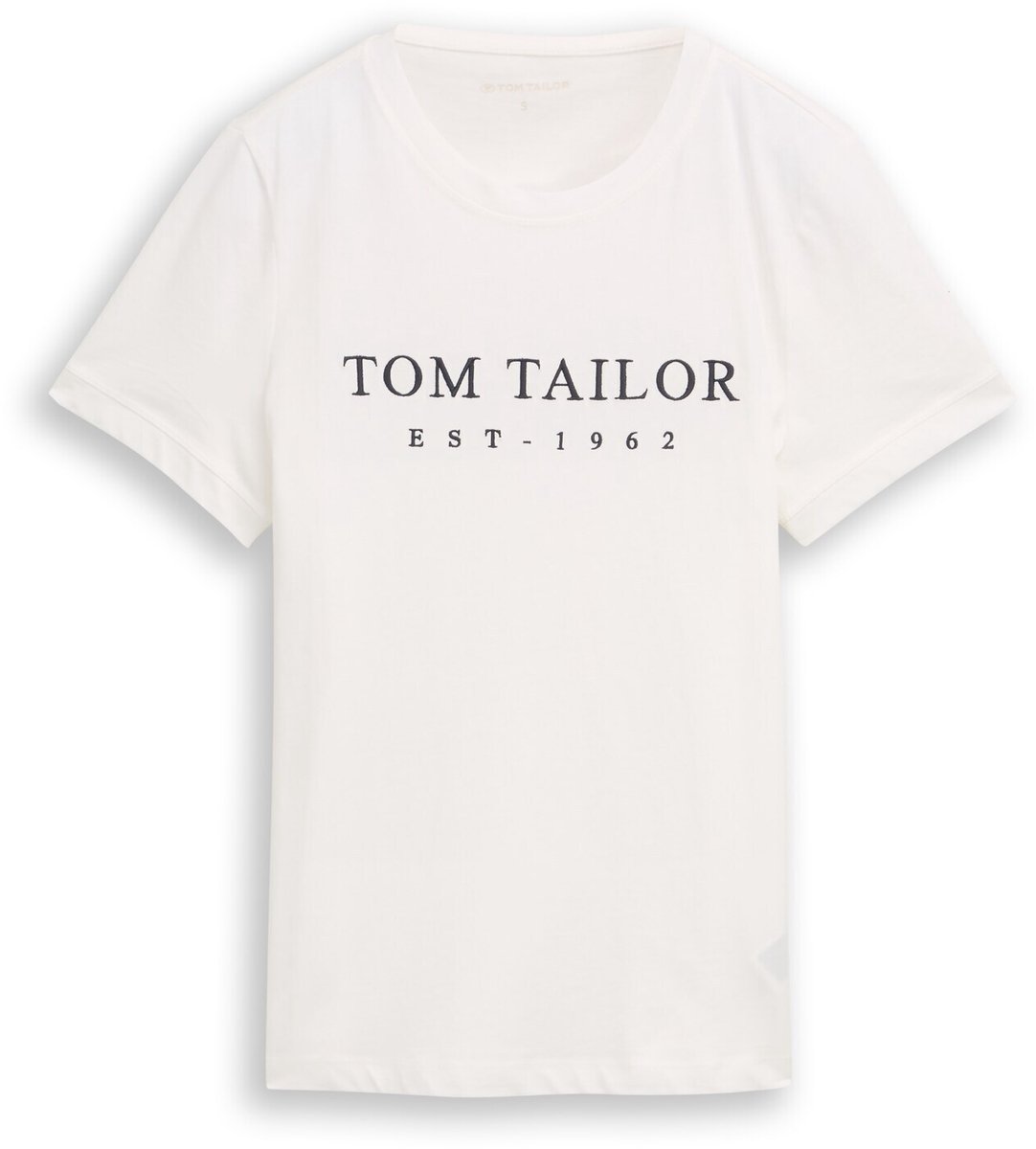 Tom Tailor - T-shirt met geborduurd logo - Maat L - off white