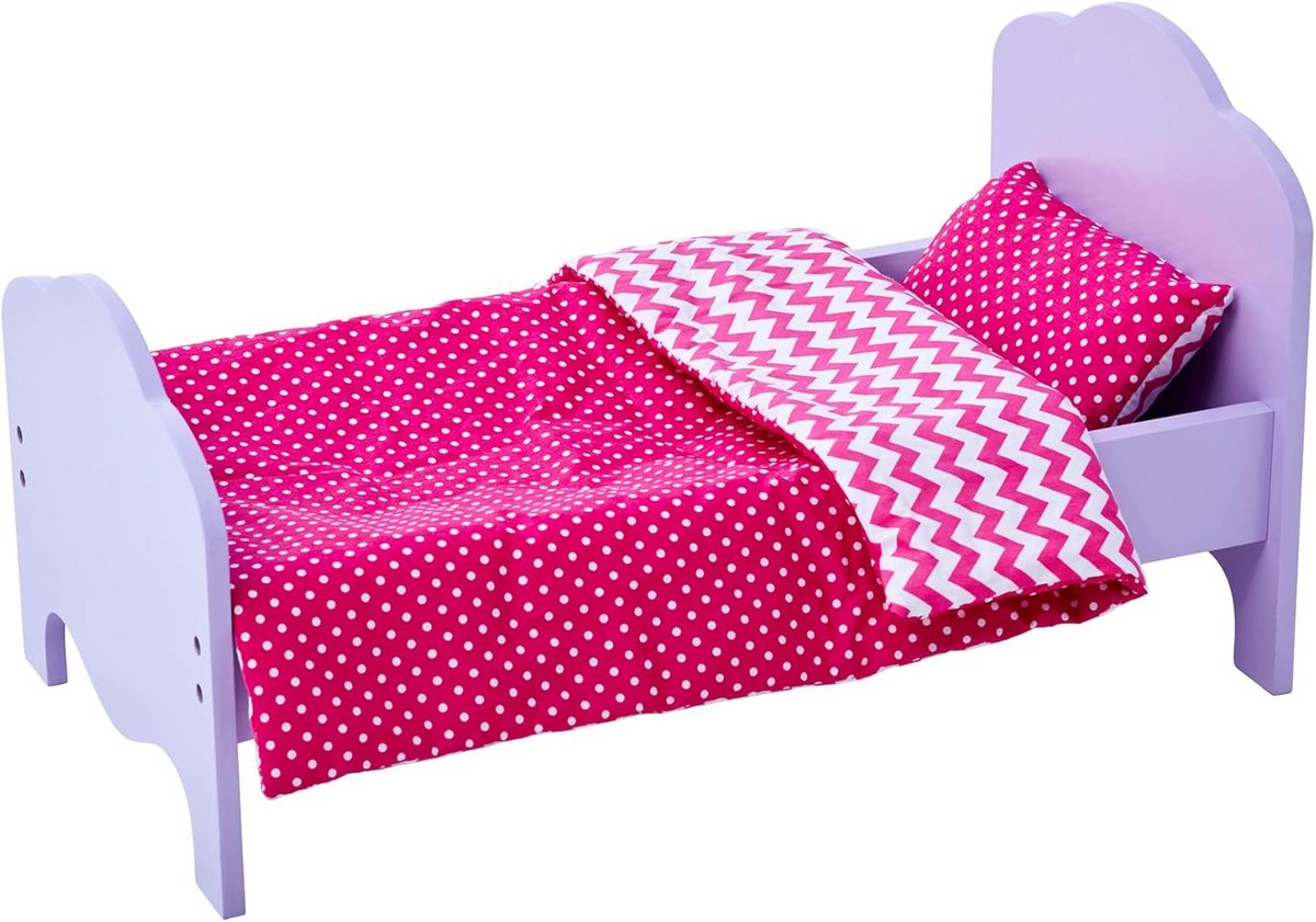 Poppenbed Paars met Accessoires voor 18 Inch Poppen