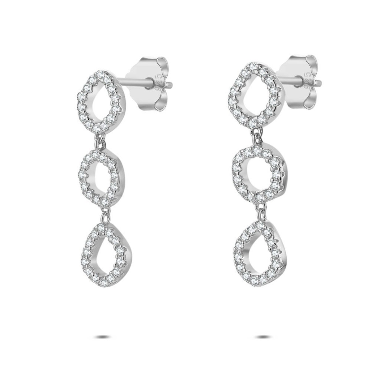 Twice As Nice Oorbellen in zilver met 3 open druppels Zilverkleurig 00