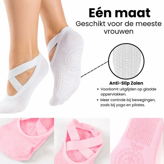 Malinsi® 3-Pack Yoga Sokken Antislip Dames - Pilates Yogasokken - Ballerina Pilatessokken - Ballerinas - Ballet van Merkloos — afbeelding 2