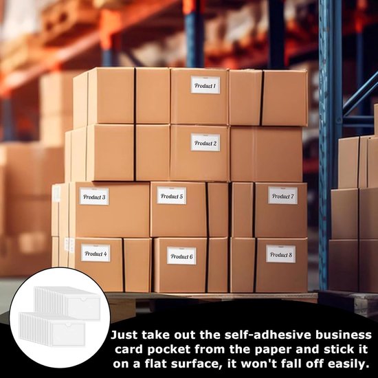 Pack van 40 Zelfklevende Labelhouders - Business Card Slots - Metaal voor Draadplanken - Prijslabels voor Goederen Markering van Merkloos	 — afbeelding 3