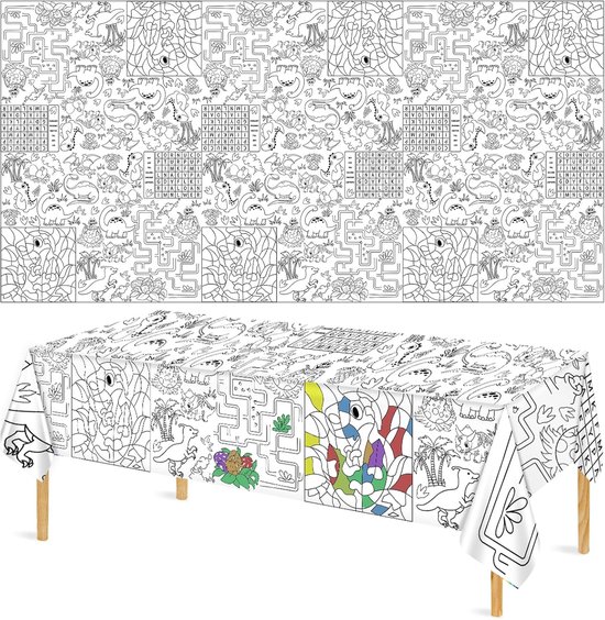 1 Dinosaur Coloring Tablecloth for Kids, 274x137cm Large Dinosaur ...