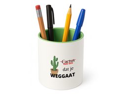 Hacebo® - kak dus dat je weg gaat Pennenbakje - iemand die ontslag neemt - pennenhouder - cactus - collega's - werknemers - verjaardagscadeau - verjaardag - cadeau - afscheidscadeau - geschenk - leuke cadeau - kado - Pennenbakje groen
