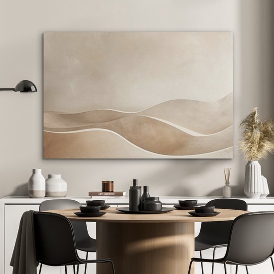 Panneau mural acoustique 100x70 cm - Peinture Feutre Beige - Nature - Abstrait - Moderne - Panneaux acoustiques - Décoration murale insonorisante - Isolation phonique salon - Décoration murale panneaux sonores