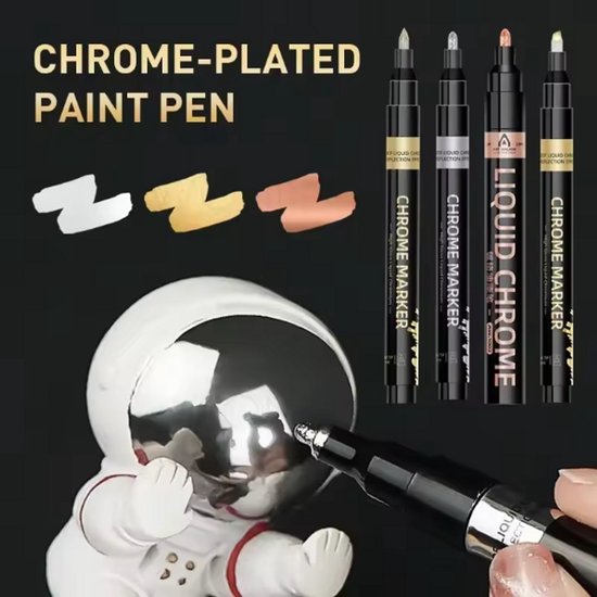 Chrome Marker Set 3 stuks zilver goud koper brons – permanente waterdichte spiegel chroom stiften voor metaal, glas, kunststof