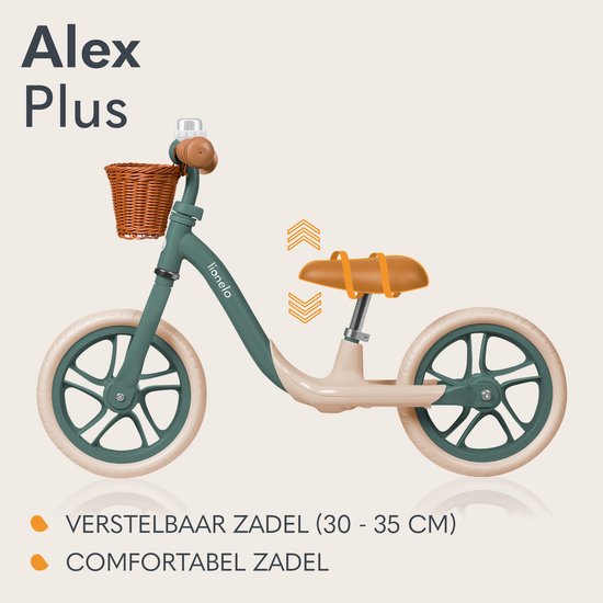 LIONELO ALEX Kinderloopfiets – Zonder Pedalen vanaf 3 jaar tot 30 kg, Verstelbaar Zadel en Stuur, Lichtgewicht – 3,4 kg, Onderhoudsvrije Wielen, Comfortabele Zitting en Voetensteun - Leren balanceren