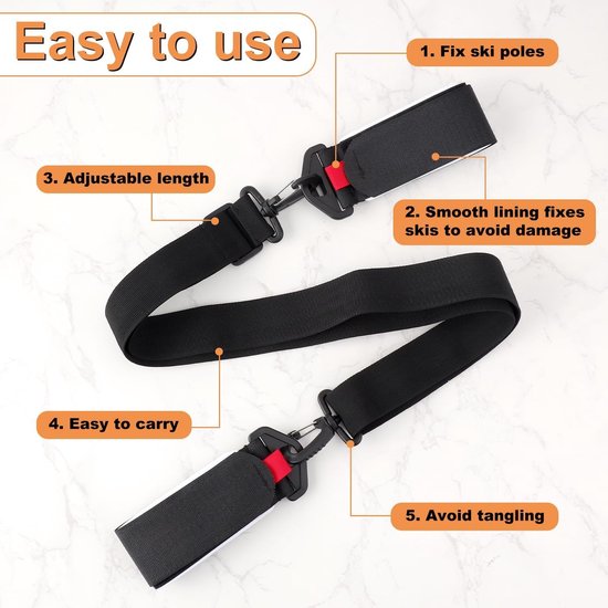 BerryKing EasySki ski schouderriem ski rugzak skitas verstelbare verstelbare schouderband klittenband accessoires skistokken wintersport wintervakantie voor volwassenen & kinderen