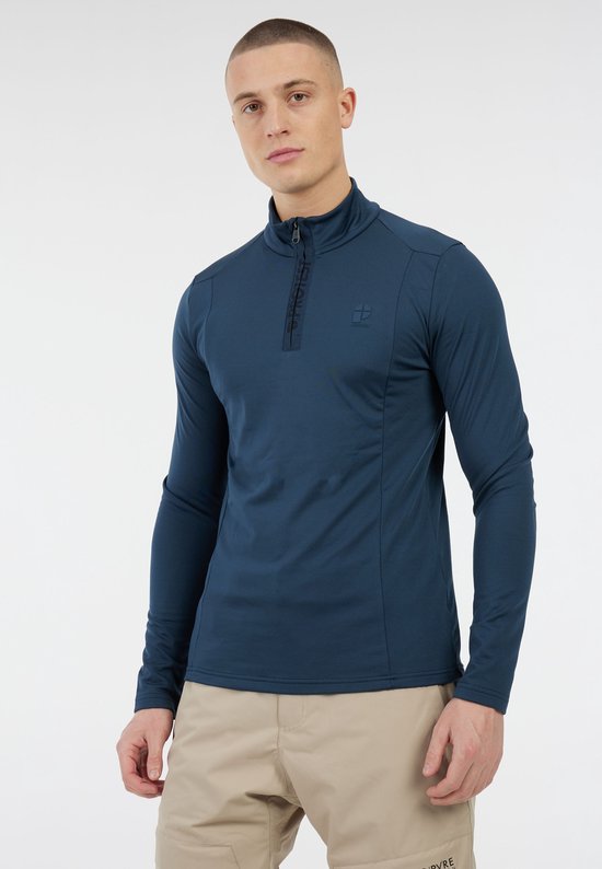Protest Rewill - T-shirt à manches longues pour homme - Fermeture éclair 1/4 - Bleu marine Twilight