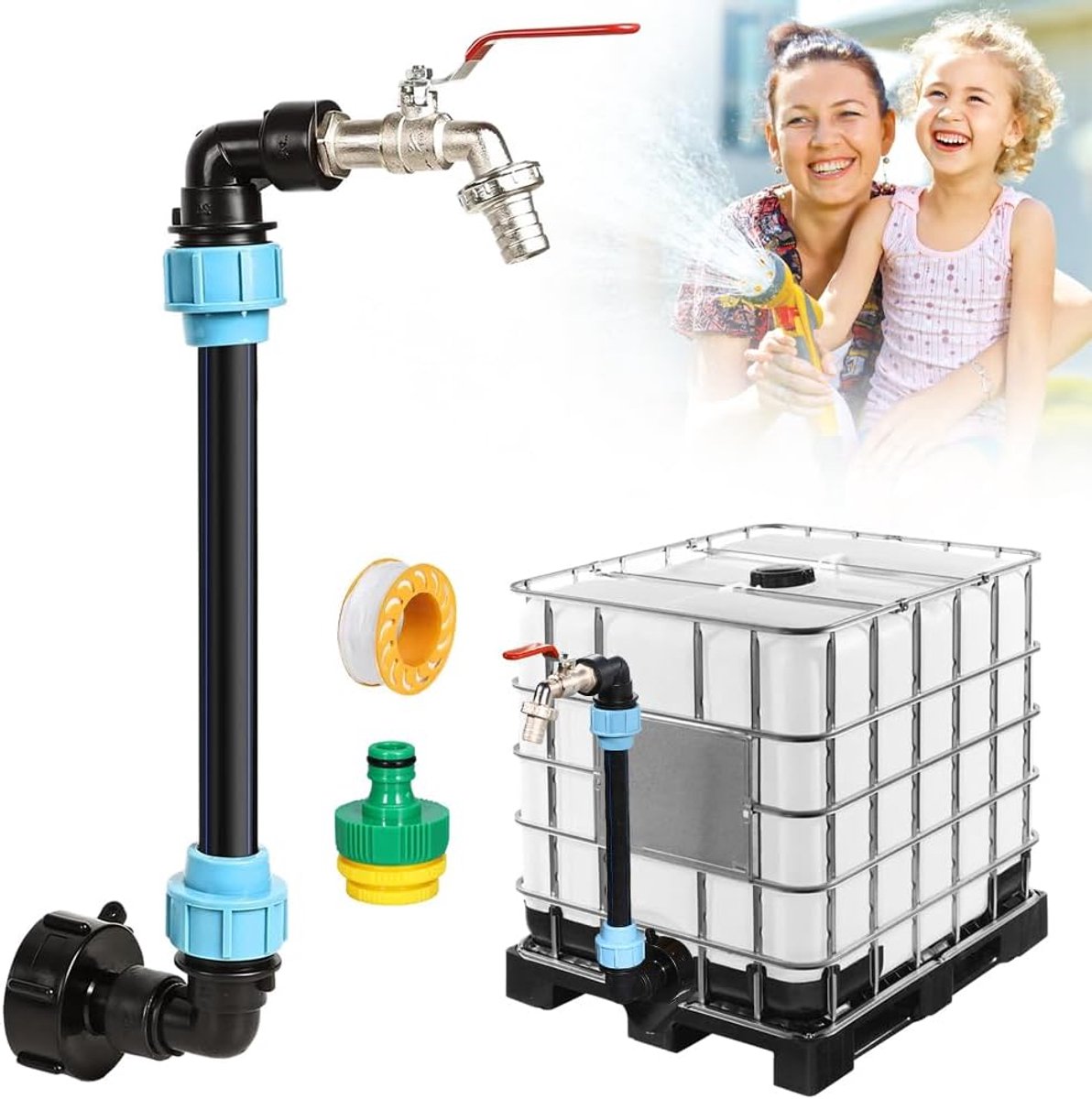 IBC Zwanenhals Kraan - Uitloopkraan - Messing - Tankaccessoires - 3/4 inch - Watercontainer - Afsluitkraan - Adapter - Geschikt voor IBC Tank - Messing Kraan