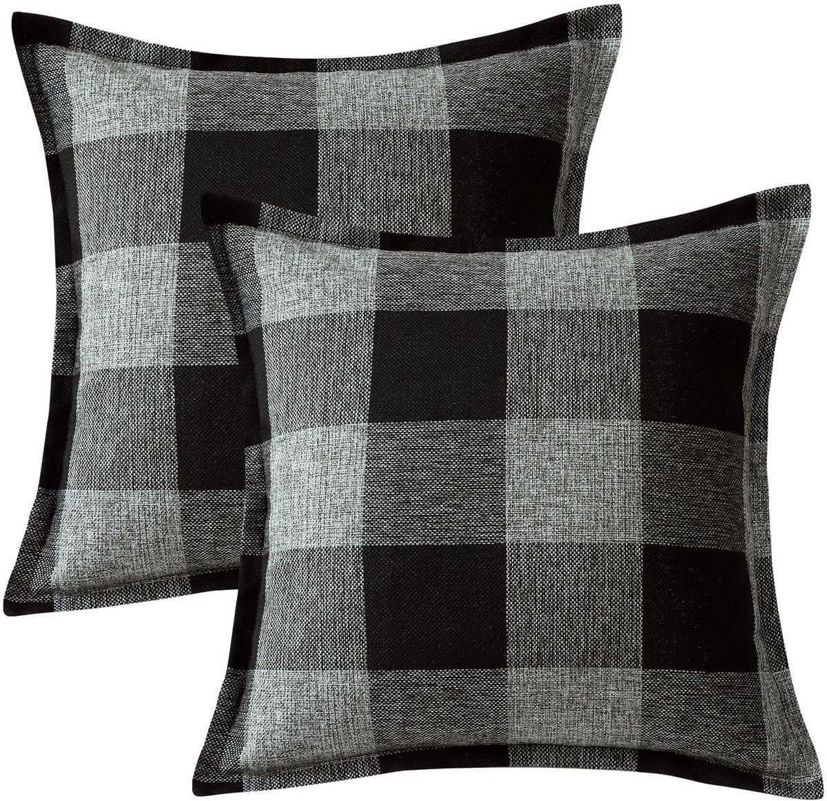 Unyqoos Set van 2 stijlvolle geruite kussenslopen voor diverse interieurstijlen, 40 x 40 cm, decoratief en comfortabel Zwart grijs