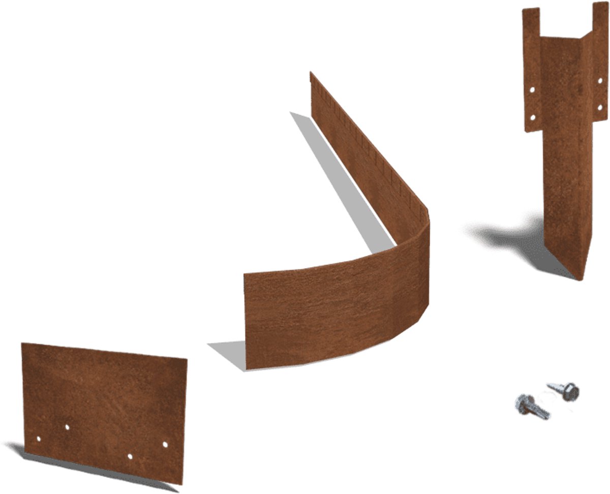 Cortenstaal borderrand - Geplet FLEX - Hoogte 13 cm - Complete set 15 meter - Roestkleur - MySteel