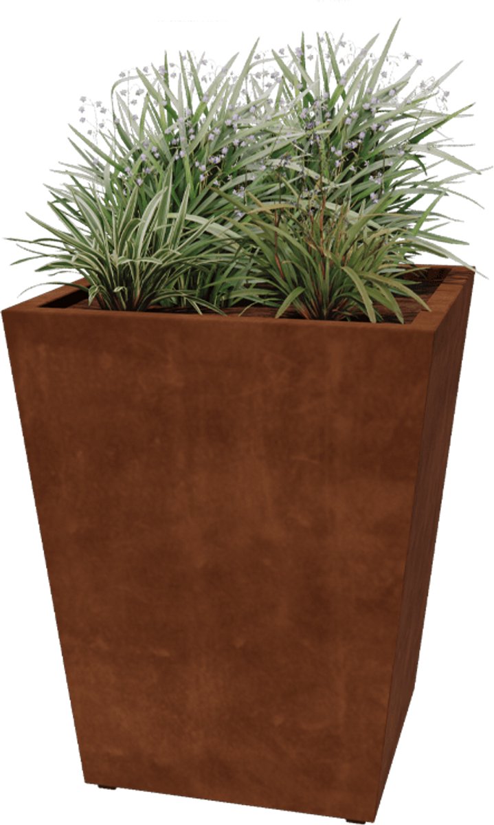 Cortenstaal plantenbak - Cone-Gelast - Met bodemplaat - 80x80x101,5cm - Roestkleur - MySteel