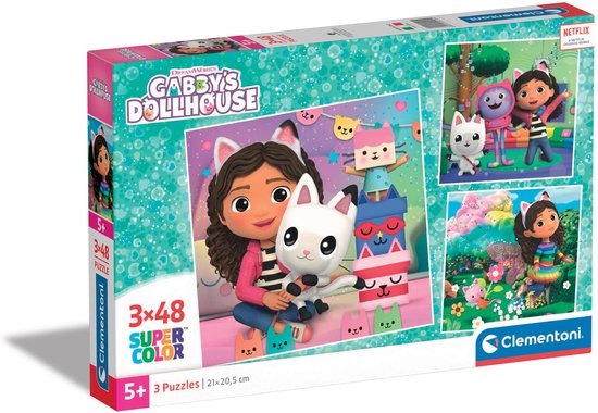 Clementoni - Puzzel - 3x48 Stukjes - Gabby's Dollhouse - Puzzel Voor Kinderen - Vanaf 3 jaar