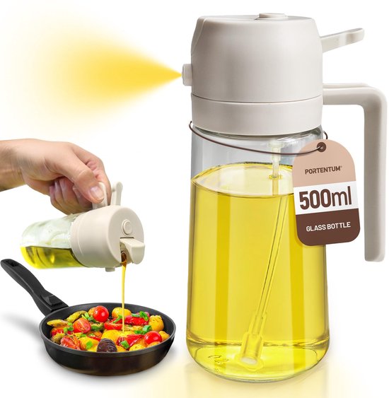 BEPER C102SPE002 Oliespuit, 300 ml, Air Fryer Sproeier met Glazen Lichaam, Plastic Dop, Wit