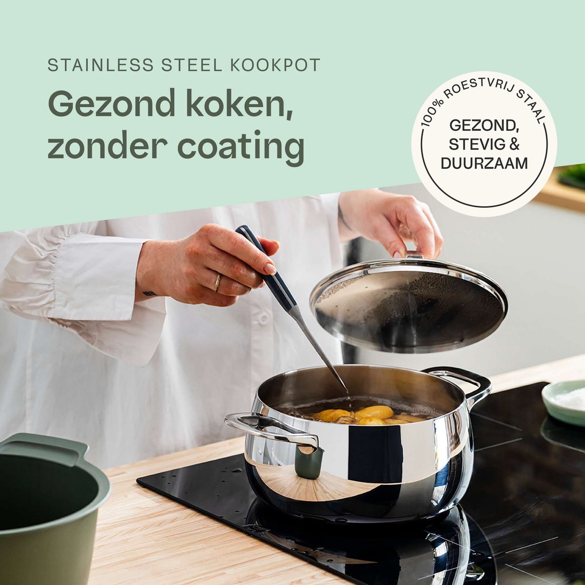 Cocotte BergHOFF 20cm Avec Couvercle – Inox 3 Couches, Va Au Four Et Sur Induction, Parfaite Pour Mijoter Et Cuisiner Au Quotidien