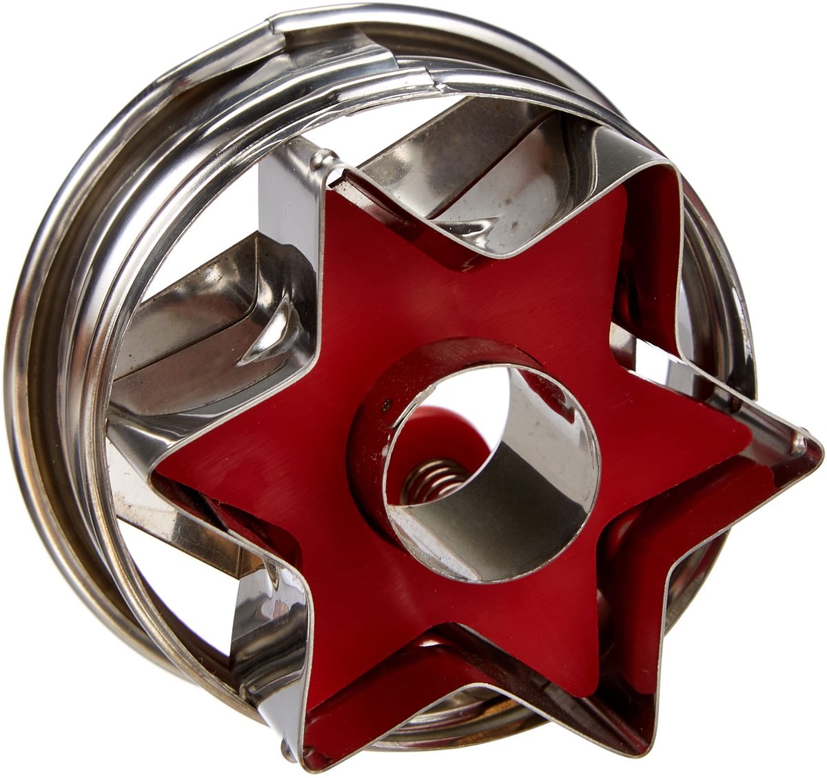 Städter 966322 Koekjesvorm met uitwerper buitenster, roestvrij staal, zilver/rood, 4,8 x 4,8 x 4,8 cm