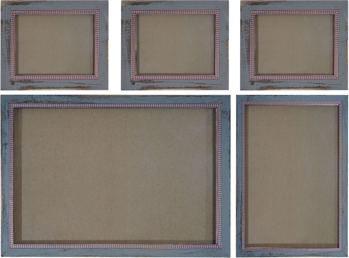 Fotolijst set, fotolijst houten lijst, 3x 21x26cm 1x 26x36cm 1x 36x51cm Shabby landhuis ~ grijs