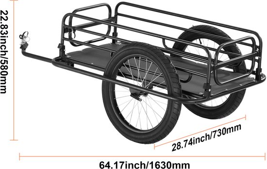 Fietskar, Draagvermogen 125 Kg, Robuuste Opvouwbare Fietskar, Opvouwbaar en CoMpact, Snelspanner, Universele Trekhaak, 20 Inch Wielen, Geschikt voor de Meeste Fietsen — afbeelding 3