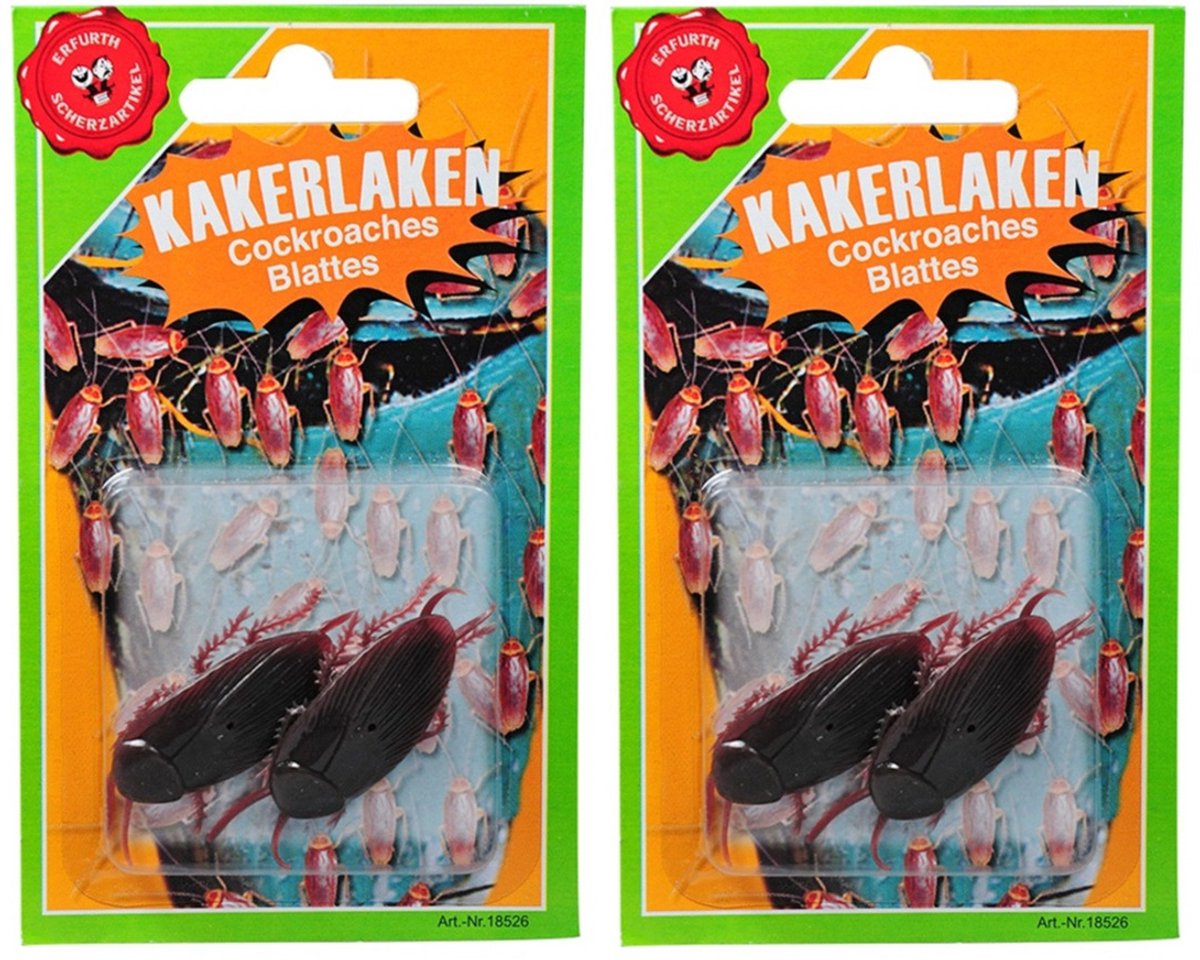 Nep kakkerlakken - 4x - fopartikelen - kunststof - Horror insecten