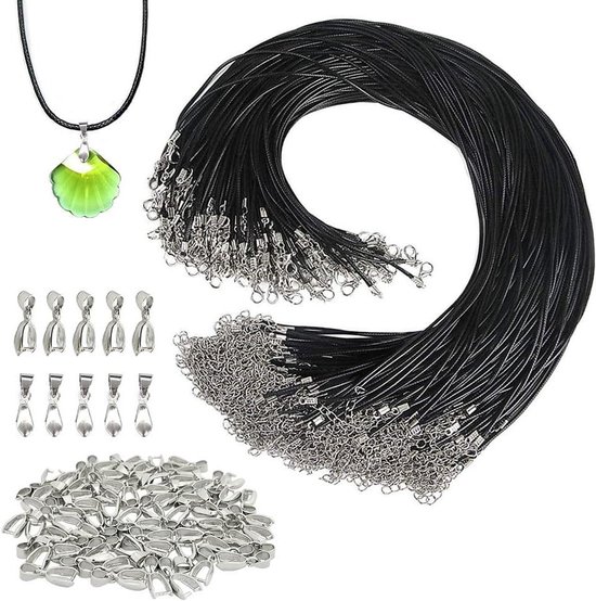 Ketting - 60cm Echt leren koord met rvs kreeft sluiting - zonder verbindingsring - Import